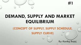 Concept of Supply  Supply Schedule  Supply Curve  Theory of Supply  Part1  EK [upl. by Akemal]