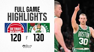 HIGHLIGHTS Shorthanded Celtics hold off late push from Pistons to improve to 184 on the season [upl. by Dody]