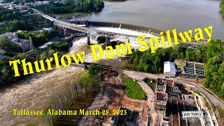 Thurlow Dam Spillways are open in Tallassee  March 28 2023 [upl. by Luanne]