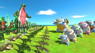 EVOLUTION OF BLASTOISE VS WATERMELON GODZILLA  Animal Revolt Battle Simulator [upl. by Nairot]