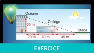 Théorème de Thalès • Calculer des longueurs • Hauteur du collège • Quatrième Troisième [upl. by Naliorf]