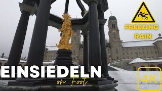 Slippery Walk in Freezing Rain  Einsiedeln Switzerland [upl. by Fionna]