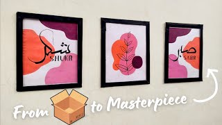 sabar  shukr Arabic Calligraphy  DIY Frame tutorial  Arabic calligraphy with boho Art [upl. by Radke]