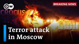 Dozens of people reportedly killed in shooting near Moscow  DW News [upl. by Rengaw]