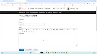 Creating a new announcement in Brightspace [upl. by Annas30]