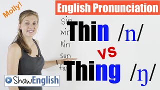 English Pronunciation Thin n vs Thing ŋ [upl. by Suirad]