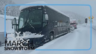 Ski bus stuck in Colorados mountains for hours [upl. by Ybrik709]