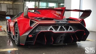 45m Lamborghini Veneno Roadster  Startup and Loading to Truck [upl. by Saffian]