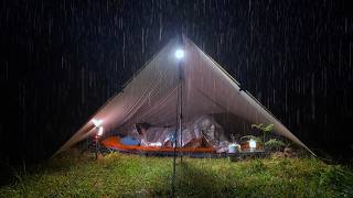 Solo Camping Heavy Rain  Relaxing Camping in Heavy Rain  Rain Sounds [upl. by Ecidnarb485]