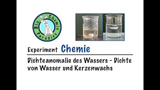 Experiment Chemie – Dichteanomalie von Wasser – Dichte von Wasser und Kerzenwachs [upl. by Mackie]