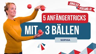 5 Tricks für Anfänger mit 3 Bällen  Jonglieren  Tutorial  Jonglierversandde [upl. by Layla349]