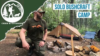 Solo woodland camp in the LanShan 2  Bushcraft steak and a surprise visit [upl. by Akeirahs]