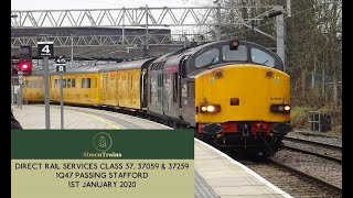 DRS Class 37 37059 amp 37259 1Q47 passing Stafford 1st January 2020 [upl. by Mohsen]