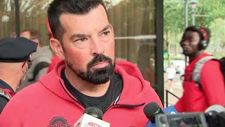 Ohio State Buckeyes Ryan Day arrive in Eugene for game against Oregon [upl. by Castara]