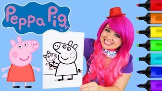 Coloring Peppa Pig amp Teddy Coloring Book Page Colored Markers Prismacolor  KiMMi THE CLOWN [upl. by Vassell535]