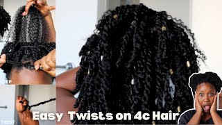 Beginner Friendly Protective Hairstyle Step by step How to Braid Short 4c Hair TwistsLow Porosity [upl. by Leihcar249]