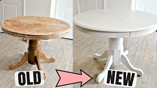 How To Refinish A Wooden Table With Chalk Paint  DIY [upl. by Tnaryb641]