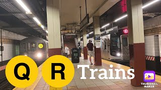 R160A R train and R68 Q train arrive and depart Dekalb Avenue [upl. by Sacks]