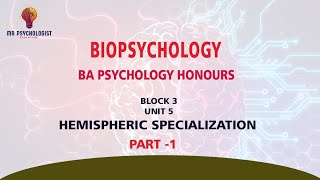 BPCC102 Biopsychology  Unit 5  Hemispheric Specialization Part 1 IGNOU  Malayayalam [upl. by Ollayos]