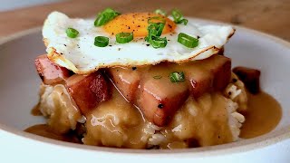 Spam amp Egg Rice Bowl  Hawaiian Classic Loco Moco with Spam amp Quick Gravy Sauce [upl. by Enimassej]