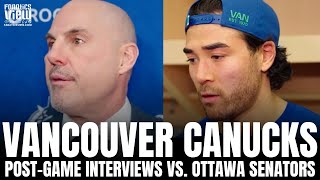 Rick Tocchet amp Kiefer Sherwood React to Quinn Hughes Hit on Josh Norris Canucks Win vs Ottawa [upl. by Gorga978]