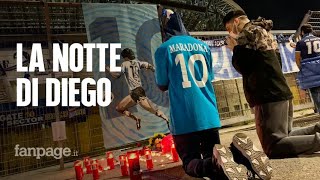 La notte di Diego Armando Maradona al San Paolo Centinaia di tifosi fuori lo stadio per ricordarlo [upl. by Atcele]