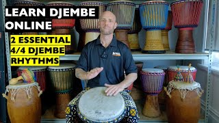 2 ESSENTIAL Djembe Rhythms for beginners in 44  Learn Djembe Online [upl. by Hareehahs]