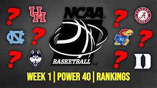 Week 1 College Basketball Power 40 Rankings  2024 WEEKLY COLLEGE BASKETBALL POWER 40 RANKINGS [upl. by Yirinec218]