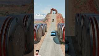 Giant Bollards vs Cars Convoy beamng shortsfeed [upl. by Skyler]