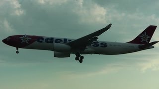 ✈ Edelweiss A330343X landing at Zurich Airport ZRHLSZH  fullHD [upl. by Cyd]