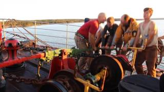 Hauling Up Anchor Aboard Barque Picton Castle [upl. by Aelyak]