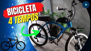 Review Economia de gasolina Bicicleta motorizada motor 4 tempos feito em casa como o motor [upl. by Elocon]