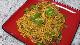 RECETA DE LO MEIN CHINO CON CARNE DE RES  Fideos chinos con carne de res [upl. by Gnuhp]