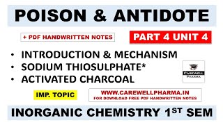 Poison And Antidote  Sodium Thiosulphate  Activated Charcoal  Part 4 Unit 4  Inorganic Chemistry [upl. by Roht]