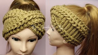 DIADEMA TRENZADA TEJIDA A GANCHO  TURBANTE A CROCHET PASO A PASO TODAS LAS TALLAS [upl. by Lleryt]