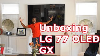 NEW 2020 LG OLED GX G10 77 inch TV 4K 120hz Unboxing Setup amp Install [upl. by Anairo]