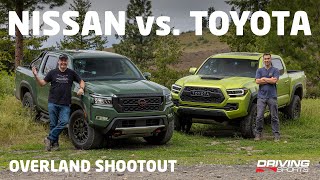 2022 Toyota Tacoma TRD PRO vs Nissan Frontier Pro4X OffRoad Adventure [upl. by Ahsyt]