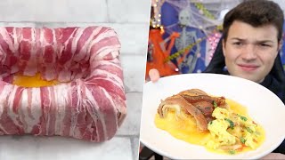 I Tested that AWFUL BaconWrapped Egg Stuffed Cheese Brick Chefclub Viral Recipes Tested [upl. by Milburn265]