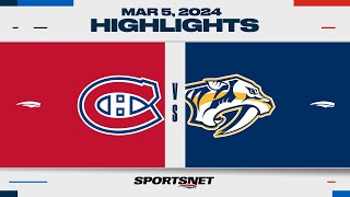 NHL Highlights  Canadiens vs Predators  March 5 2024 [upl. by Sivra551]