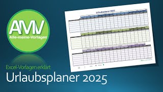 Urlaubsplaner 2025 als Excel Vorlage und als PDF [upl. by Alyks567]