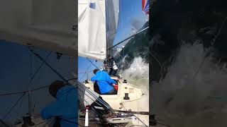 Broaching on a j24 in 30 knots gusting to 40 knots sailing viral sail boat [upl. by Ratib]