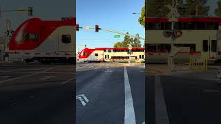 Back to back Caltrains cross at Rengstorff Ave [upl. by Nodearb]