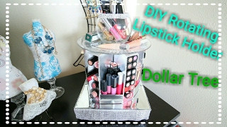 Dollar Tree DIY Rotating Bling Lipstick Tier Organizer Display for 15 [upl. by Fidele]