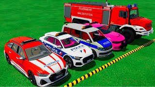 DACIA VOLSKWAGEN AUDI POPLICE CARS and MERCEDES FORD AMBULANCE EMERGENCY TRANSPORT  FS22 [upl. by Eiramenna330]