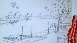 Very Easy Village Drawing Tutorial [upl. by Nesilla]