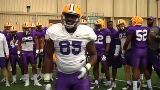 Big Cat Drill  LSU football spring practice 2014 [upl. by Lessig476]