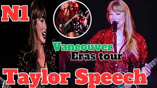 Vancouver Crowd Moved in TEARS as Taylor Swift Delivers a HEARTFELT SPEECH on N1 Eras Tour [upl. by Keemahs]