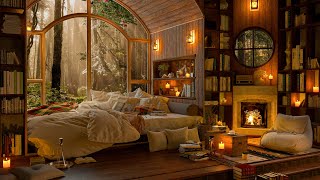 A Rainy Day Hideaway  4K Cozy Spot with Soothing Smooth Jazz 🌧️🎹 Background Smooth Piano Jazz Music [upl. by Yelrac696]