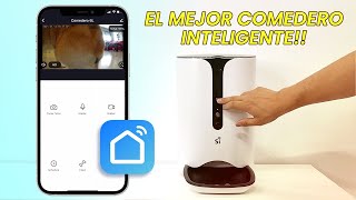 MEJORADO Comedero automático para perros y gatos inteligente Wifi Cámara  Compatible con Smart Life [upl. by Notsud27]