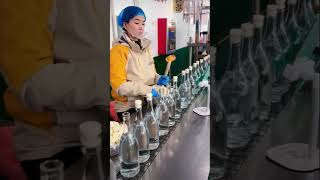 The process of closing bottles with corks on a conveyor belt [upl. by Kcirdnek]